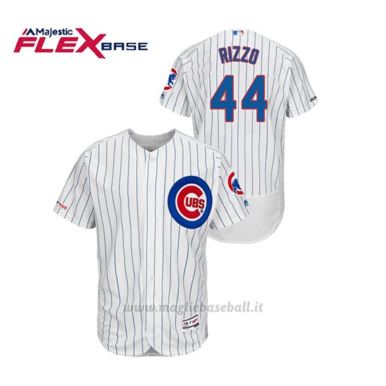 Maglia Baseball Uomo Chicago Cubs Anthony Rizzo 150th Aniversario Patch Autentico Flex Base Bianco Blu